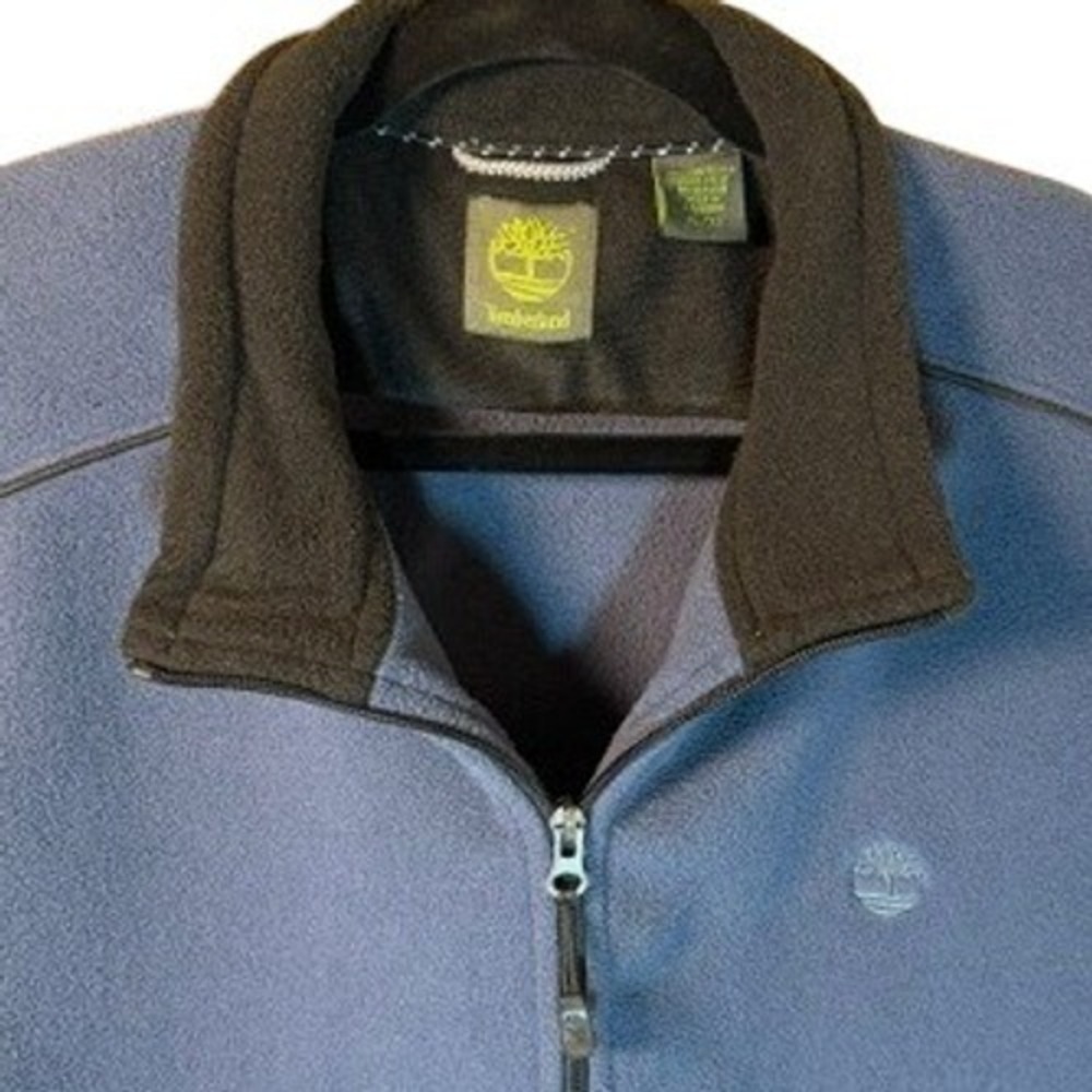 Timberland Fleece Vest Mens XL Slate Blue Black Trim Full Zip Gorpcore Outdoor